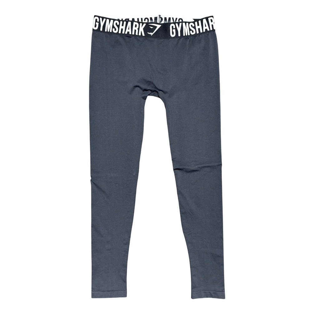 Gymshark Fit Seamless Leggings Black Logo Waistband Womens Size‎ Large EUC